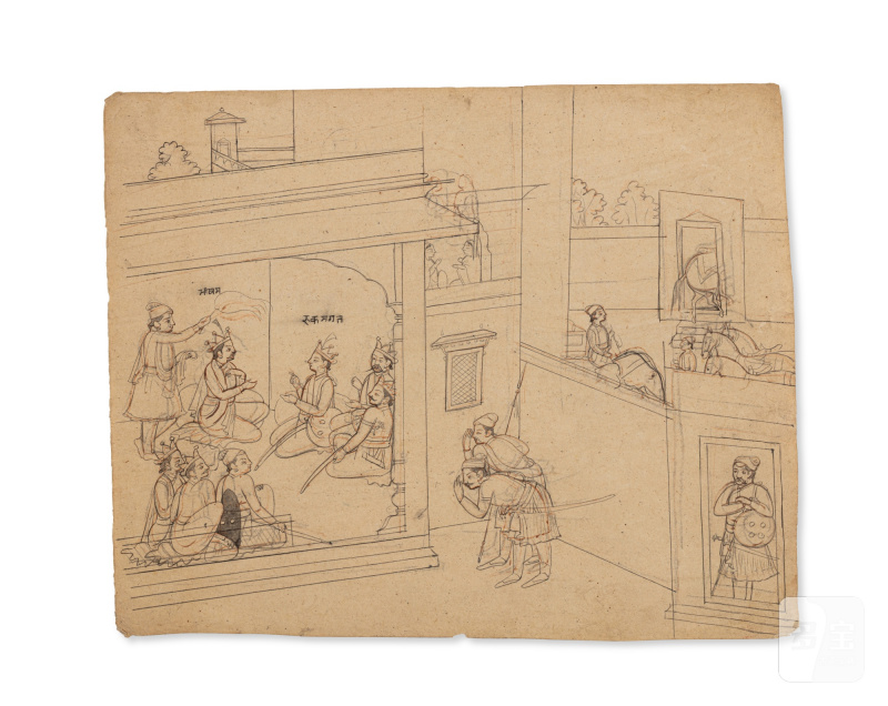 A group of nineteen drawings depicting the abduction of Rukmini by Krishna, India, Guler or Kangra, Late 18th / Early 19th century - 图17